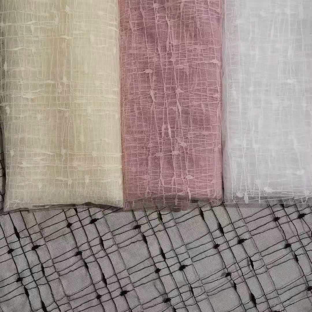 热销款无弹锦纶轻盈透薄方块提花网纱 打底衫 装饰布等面料 现货