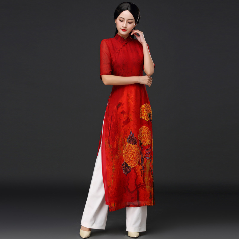 Cheongsam skirt elastic women&apos;s Retro cheongsam