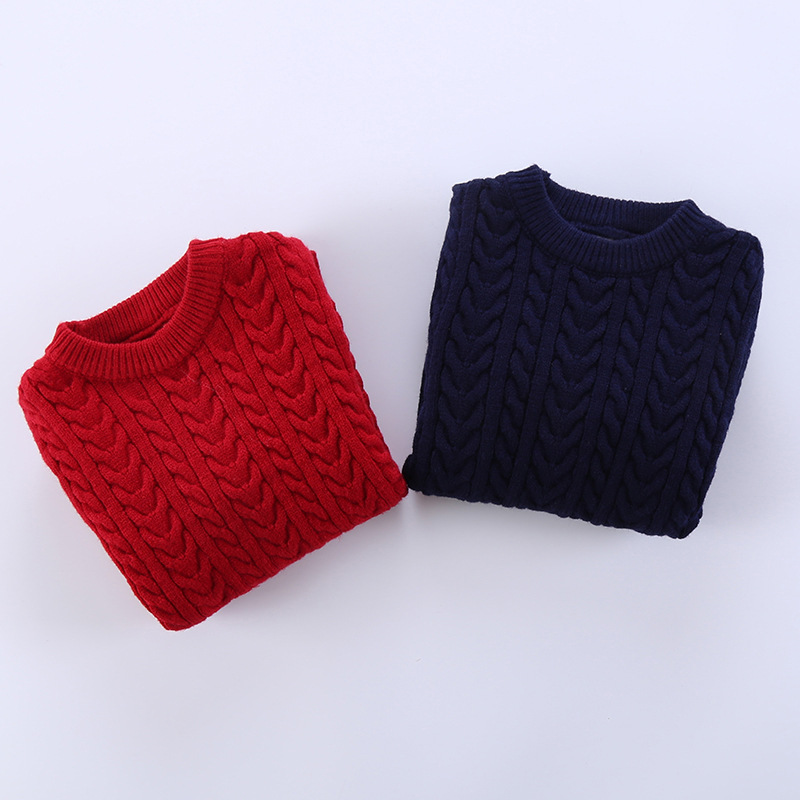 童装2019春季新品韩版中小童麻花毛衣男女童可爱圆领套头毛衣