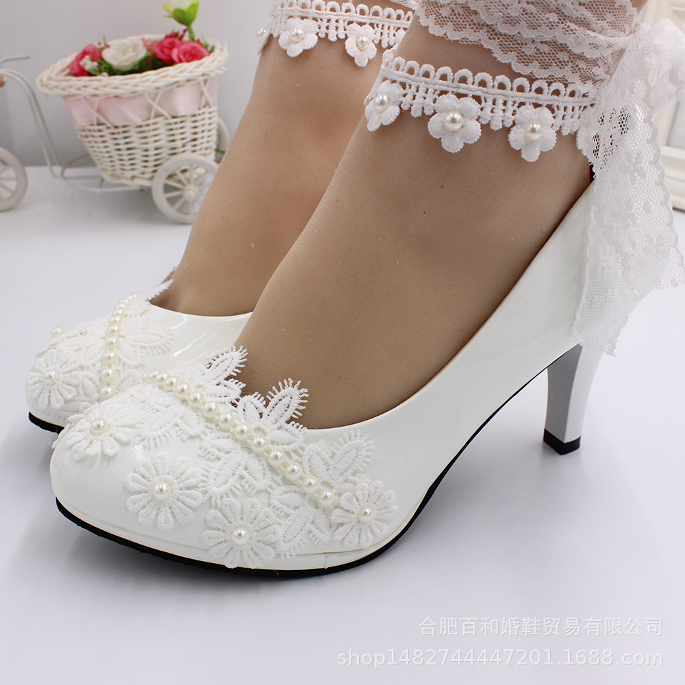 【星辰猫】婚纱礼服高跟白色婚鞋新娘大码鞋【厂家货源】BH157