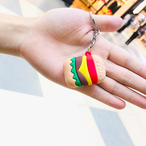 Creative cartoon small gift key chain for women cross-border supply hamburger popcorn key chain AliExpress bag pendant