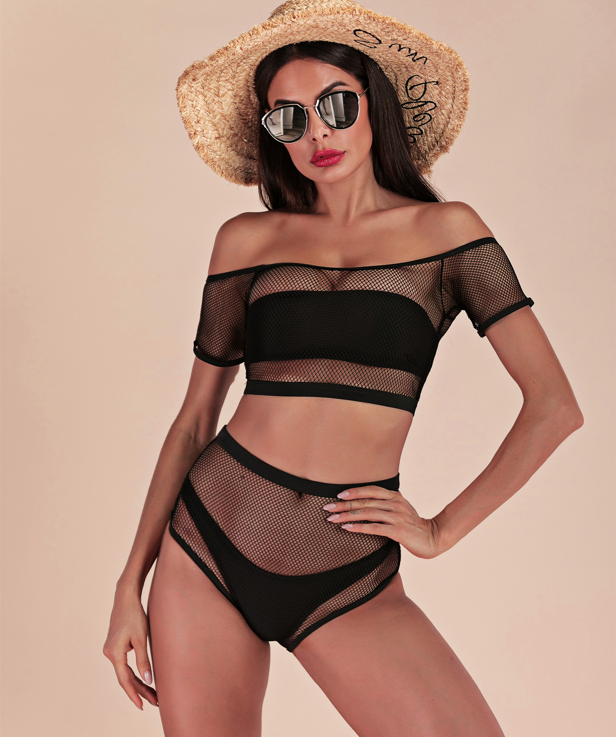 hot sale bikini sexy mesh ladies split swimsuit four-piece bikini wholesale NSDA135