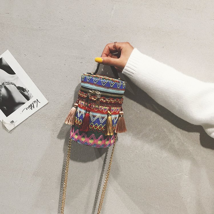 summer Little bag 2019 new pattern Ethnic style Handbag ins Ultra-fire Diagonal package chain bucket