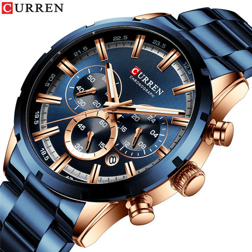 CURREN/Carren 8355 Steel Strap Watch Simple Calendar Large Dial Business Watch Waterproof Men's Fashion Watch
