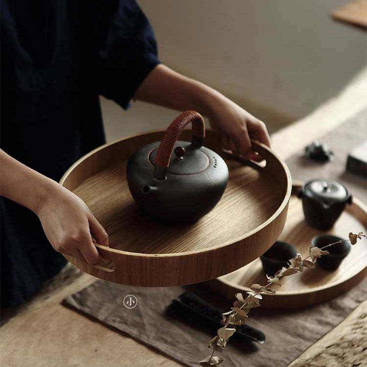 酒店蛋糕家用面包水杯餐盘托盘自助柳木盘餐厅托盘用水水曲柳端菜