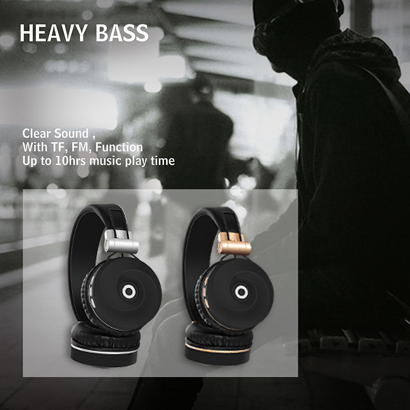 新款头戴式蓝牙耳机无线5.0手机插卡收音耳麦批发mh9金色银色现货