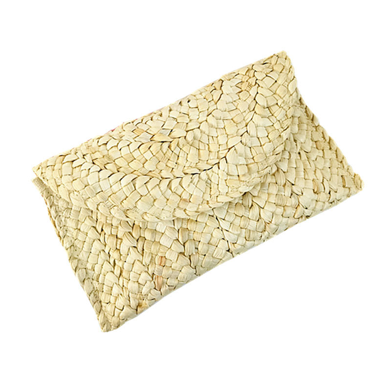 New corn fur woven bag hand bag women's large capacity clip bag hand woven bag mobile phone bag zero wallet Japan and South Korea