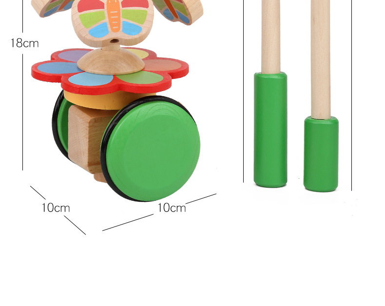Wooden Walker Push Rod Toy Cartoon Rotating Roll Cart Learning Walk Guide Wood First Step Car Toddler Trolley Baby Birthday Gift