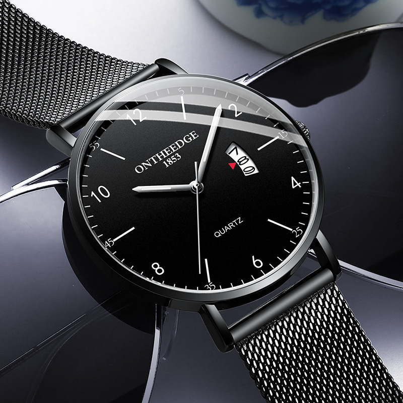 新款男士手表商务休闲石英表防水夜光钢带网带时尚源头批发厂家|ru