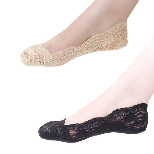 Colorful lace socks boat socks women's trendy cotton bottom summer thin shallow mouth invisible anti-skating silk boat socks