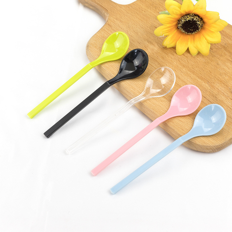厂家直销一次性长柄水果捞勺子塑料蛋糕冰激凌勺酸奶慕斯勺13厘米
