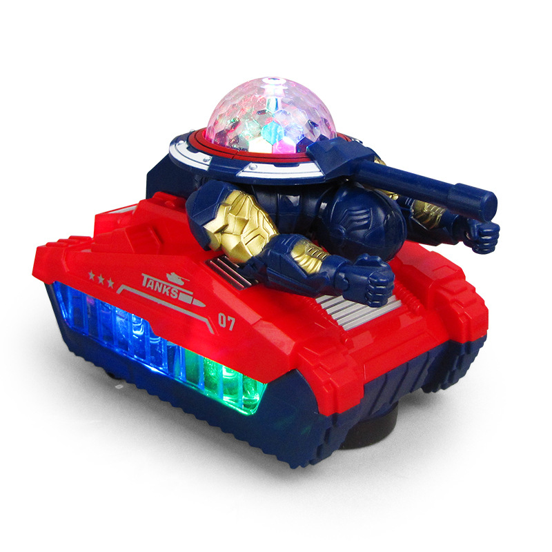 Carro de deformación universal eléctrico para niños Tanque de deformación giratorio de 360 grados Coche de juguete de música ligera