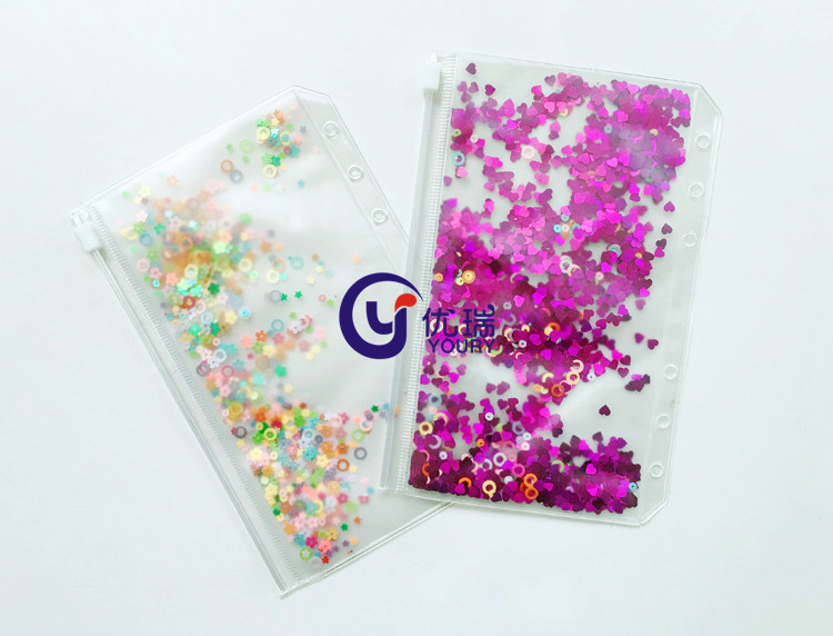 摇摇卡亮片A5A6手帐本活页袋 亮片笔记本收纳袋 PVC亮片