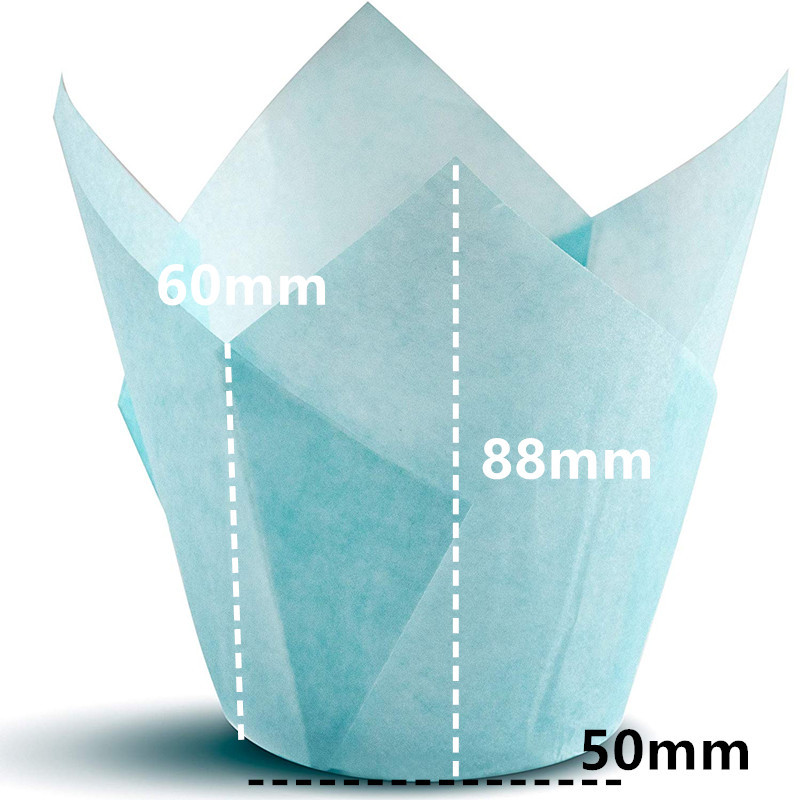 Europeo importado tulipán llama taza pastel taza de papel para hornear pastelería occidental embalaje de alimentos barbacoa personalización al por mayor