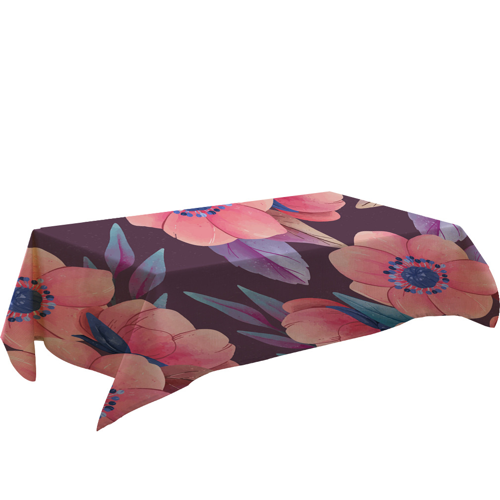 亚马逊wish跨境热销热带植物印花棉麻桌布批发亚麻茶几台布餐桌布