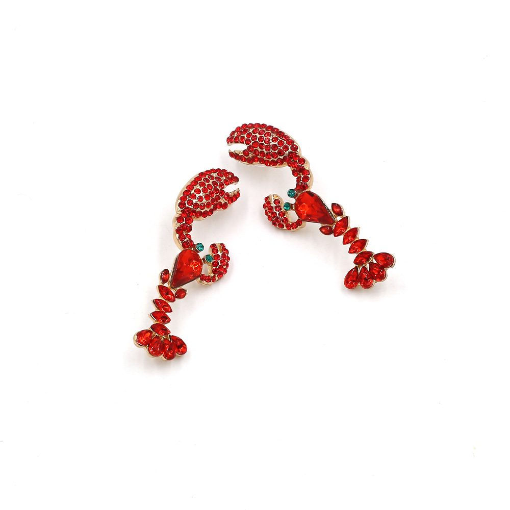 Zinc alloy Material Lobster Pattern Women's Gender 1 Pair Casual Cute Lobster Zinc Alloy Rhinestones Drop Earrings