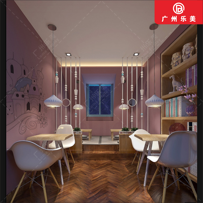 网红圣地 粉色系 主题奶茶店奶茶放置柜 收银台定制来图定制