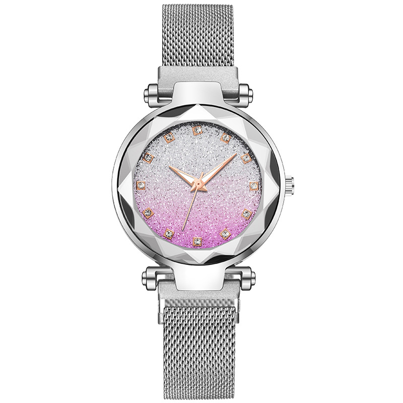 Fashion Star Magnet Watch Female Silver Gradient Watch display picture 2