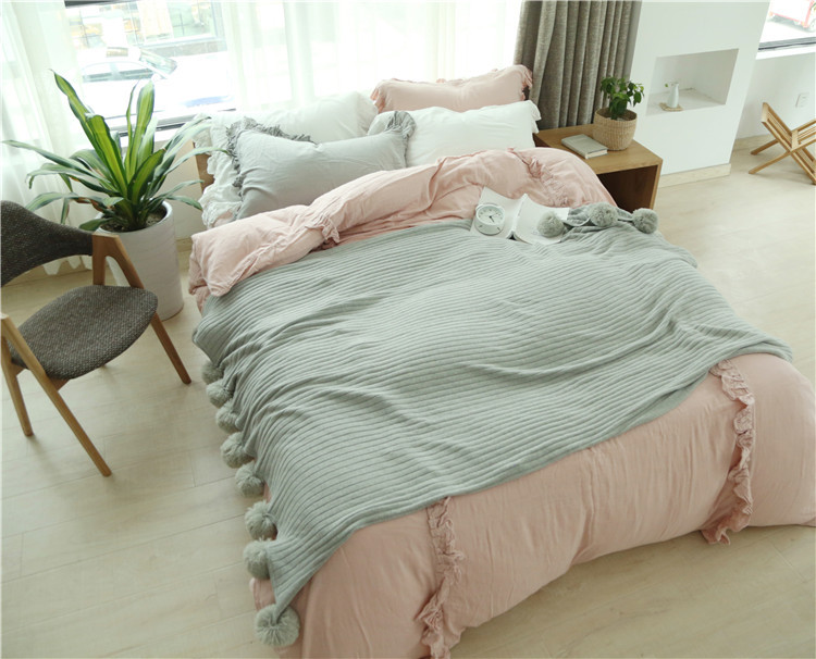 Lehká luxusní severská jednoduchá celobavlněná černá keprová deka do hotelové ložnice, vlněná deka, povlečení_voghion.com