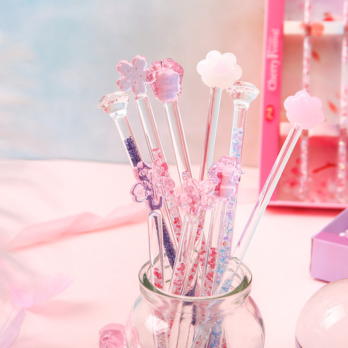 Mixing Stick Girl Heart Star Pink Glass Stirring Stick Cute Creative Long Handled Juice Coffee Extended Stirring Stick