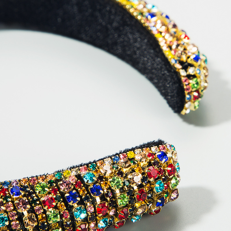 Inlaid colorful diamond sponge hair hoop fashion explosion creative headband womenpicture6