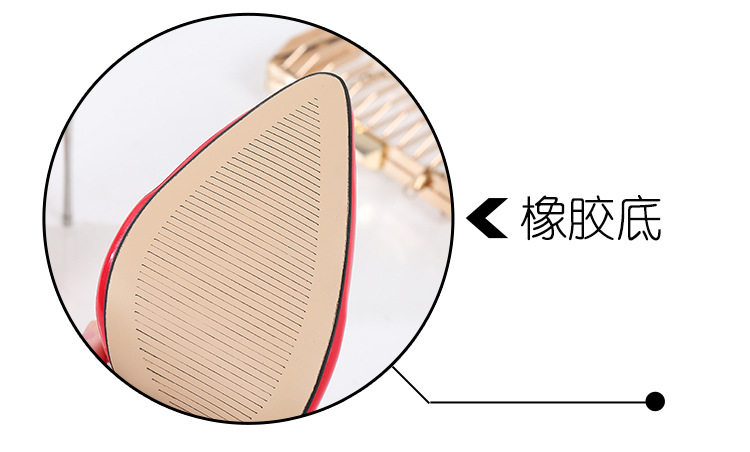 Giày cao gót nữ mũi nhọn gót kim loại siêu cao phong cách Âu Mỹ — Màu bạc, Màu đen, Màu đỏ, Đỏ đào chi tiết 9