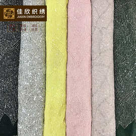 厂家直销 欧美新款礼服连衣裙时装亮片布料 网纱绣花面料