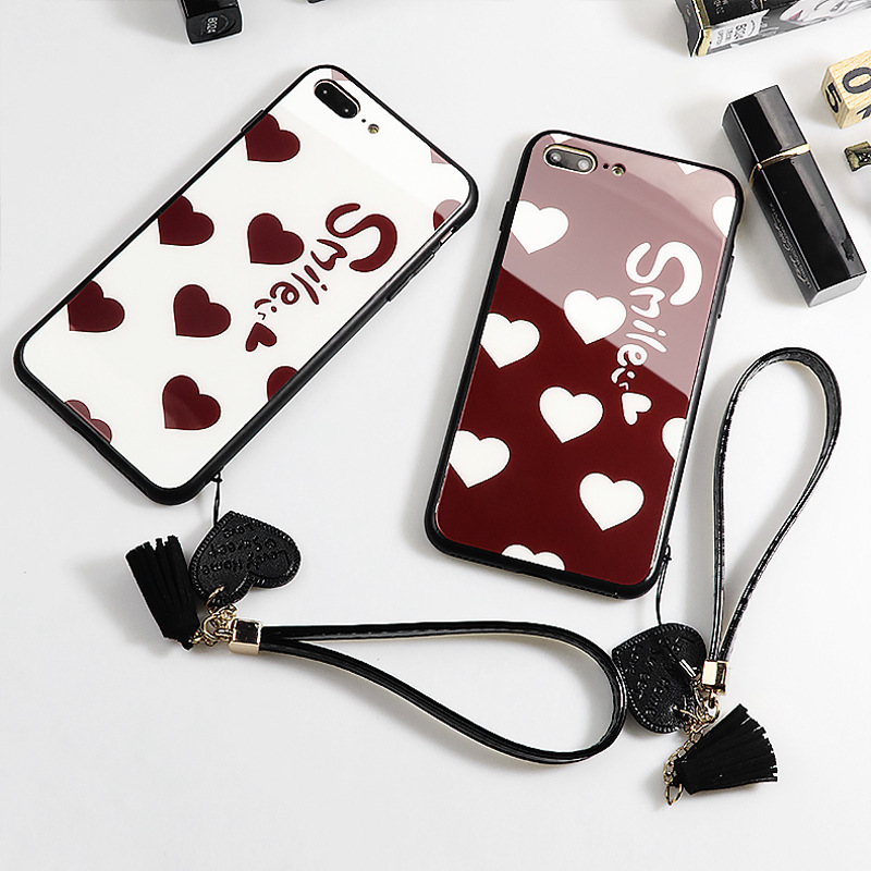 For Samsung A22 A53 A32 A72 A04E A42 A03S smile love A13 glass phone case