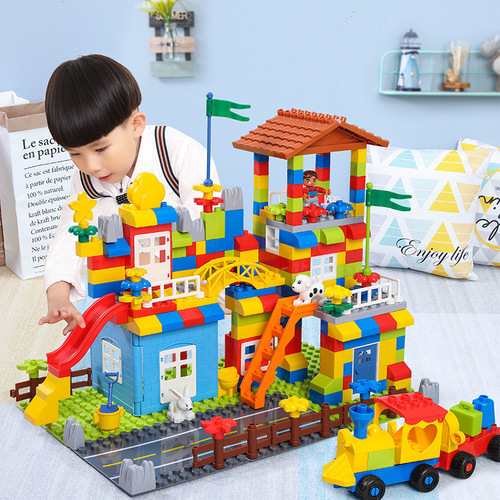 Children's building blocks puzzle assembly boys and girls large particle slide building blocks baby early education toys wholesale