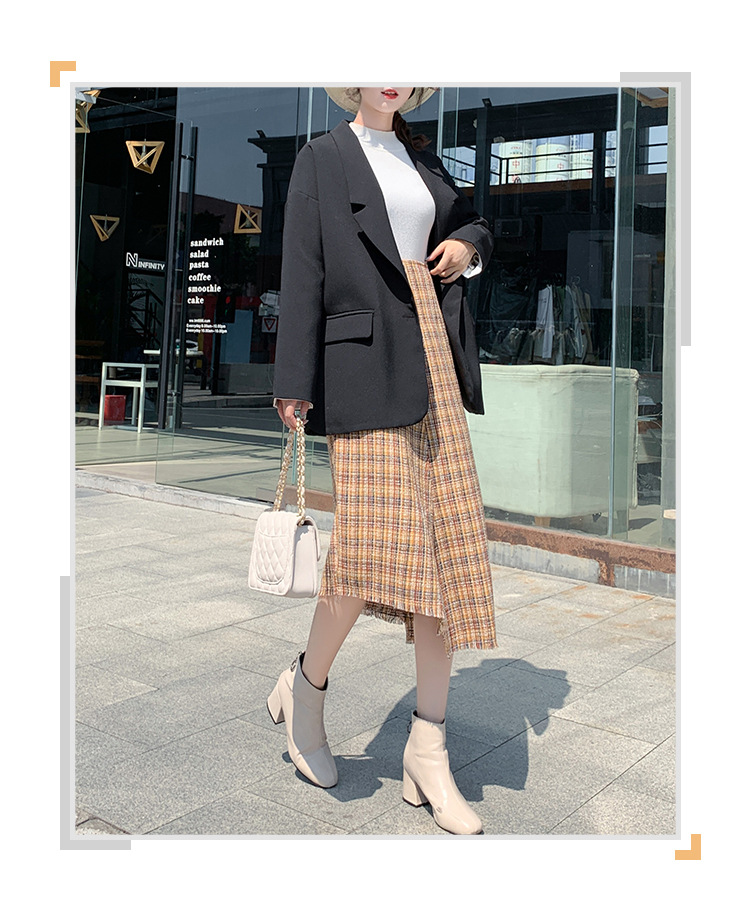 Spring and Autumn Plaid Skirt  NSJR17266