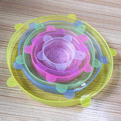 硅胶保鲜盖6件套密封盖子食品级碗多功能冰箱保鲜膜盖厂家现货