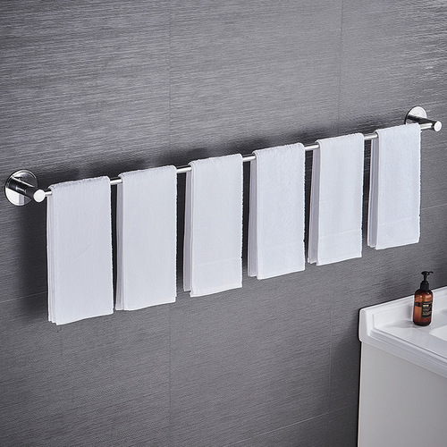 Stainless steel 304 hole-free towel rack bar, single rod extension bathroom toilet shower shelf rack