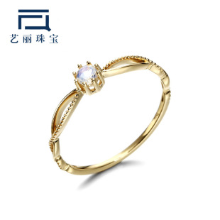 9K gold natural faceted blue moonlight simple fine ring ring ring New Factory Direct Sample to figure