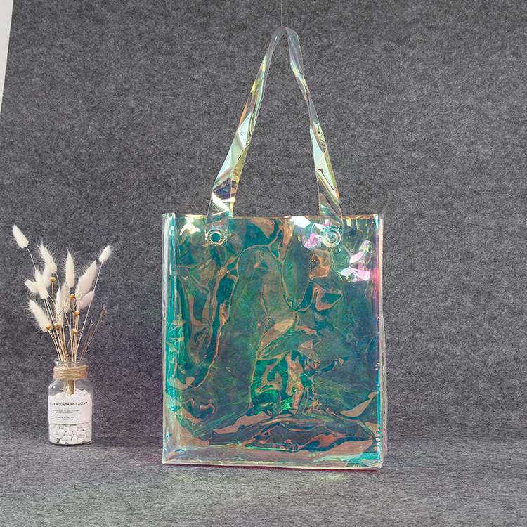 厂家批发镭射塑料手提袋服装炫彩礼品袋批发购物礼品收纳袋可印刷