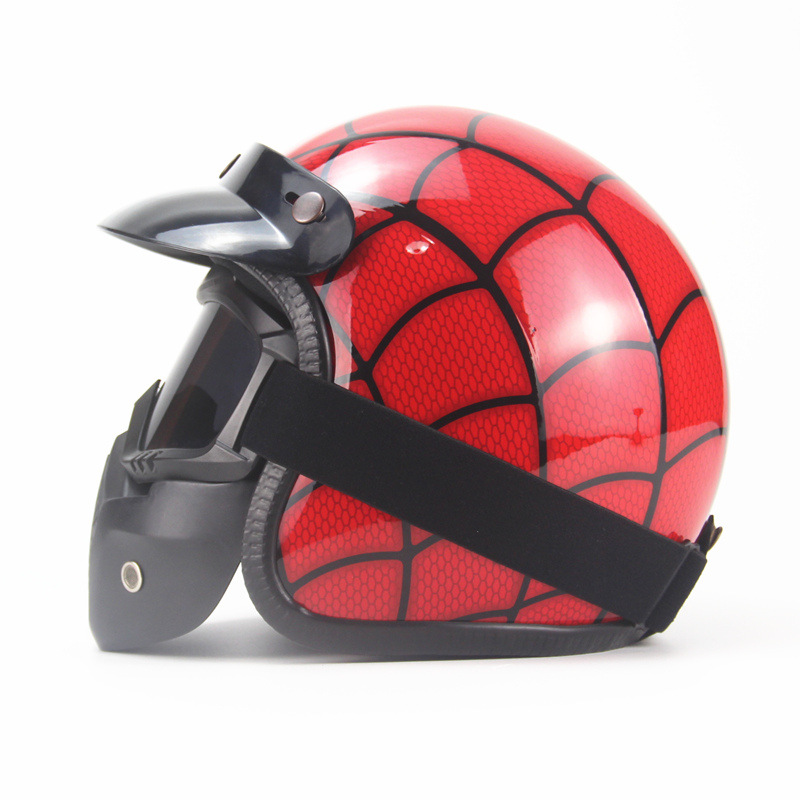 Four Seasons Retro  Helmet Leather Personality Helmet Electric Vehicle 3/4 Half Helmet Big Turtle King Pedal Helmet