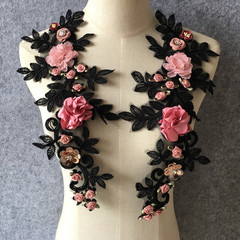 Factory Direct Sale Lace Collar Embroidered Lace Edge Sparkling Beads 3D Simulated Rose Dress Accessories Wholesale