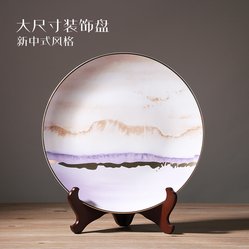 Placa de cerámica placa decoración placa colgante nuevo estilo chino salón entrada vino gabinete artesanía decoración al por mayor