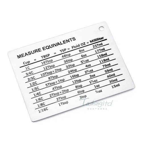 304 stainless steel refrigerator magnet with magnetic scale plate, baking unit comparison table, upgraded clear and black scale