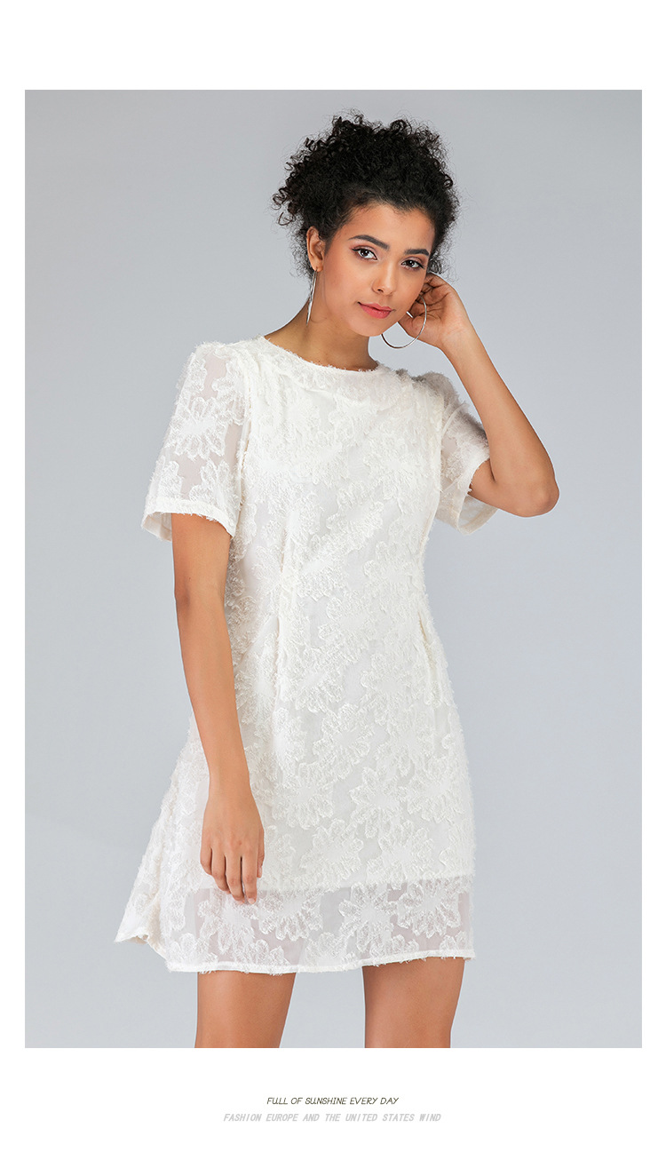 loose round neck lace short-sleeved dress  NSJR39182