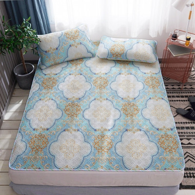 冰丝泰国乳胶软席双人天丝夏季空调凉席床垫子可折叠水机洗三件套|ms