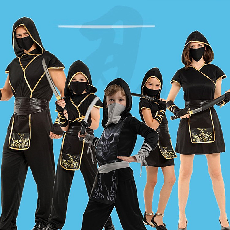 Halloween adult Black gold Ninja Warrior men and women show Naruto Assassin film character Costumes