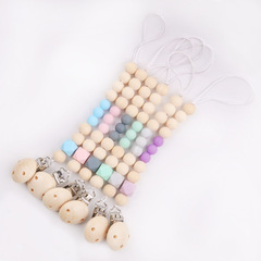 Hot-selling silicone wooden pacifier clip chain for babies, DIY baby teething toys to soothe and prevent pacifiers from falling.