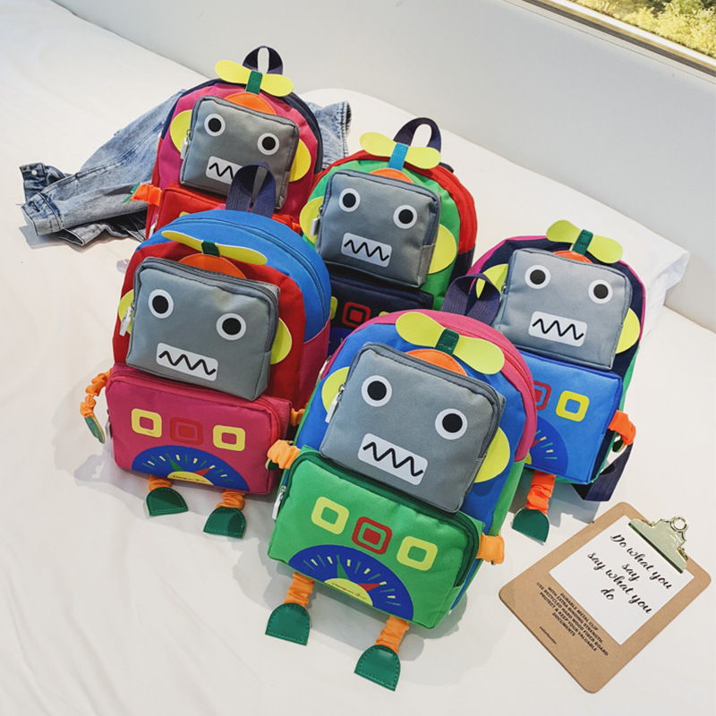 2019 new pattern Bags for children kindergarten schoolbag boy 1-3-5 Year-old baby backpack lovely robot Backpack