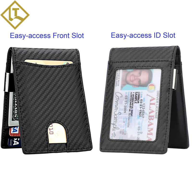 2022亚马逊新款真皮美金夹 短款防盗皮夹男士真皮钱包钱夹定制