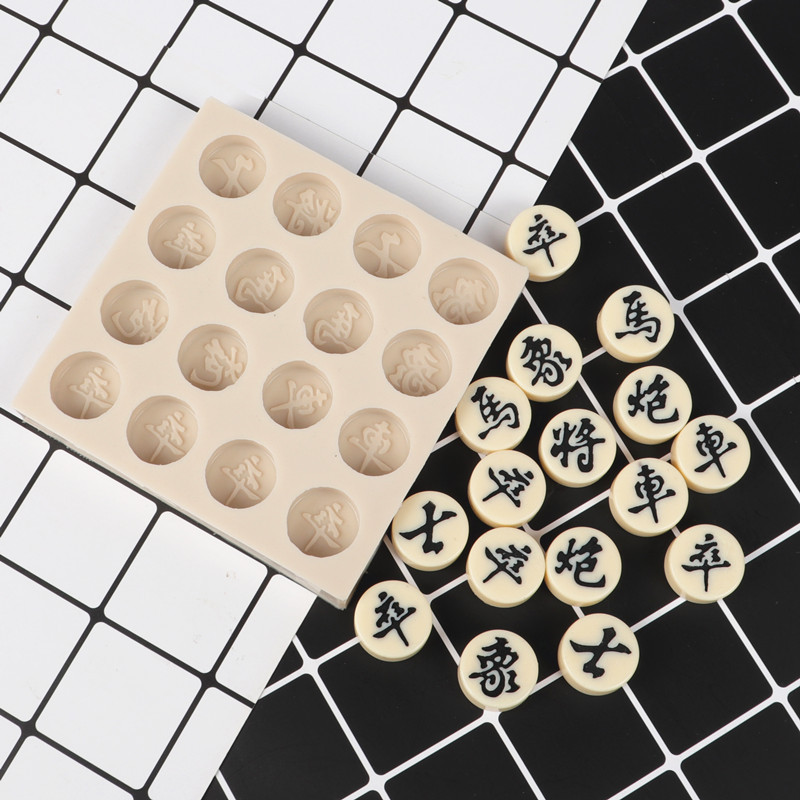 DIY cristal epoxi ajedrez molde chino ajedrez fondant cake molde chocolate hornear pastel herramienta