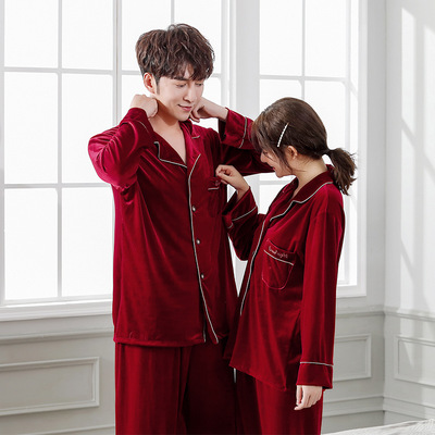 韩雅彤 金丝绒情侣睡衣 新品秋冬季长袖大码家居服柔软韩国绒套装