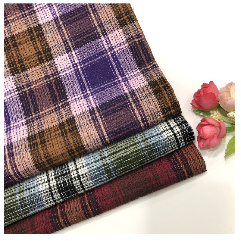 厂家供应 色织格子布  棉洗水朦胧格子 韩版衬衫面料 Y626