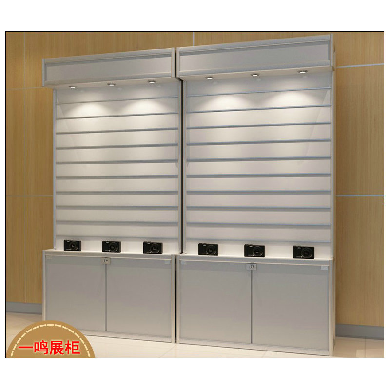 临沂厂家槽板展示柜手机配件陈列柜饰品货架商品展柜钛合金材质