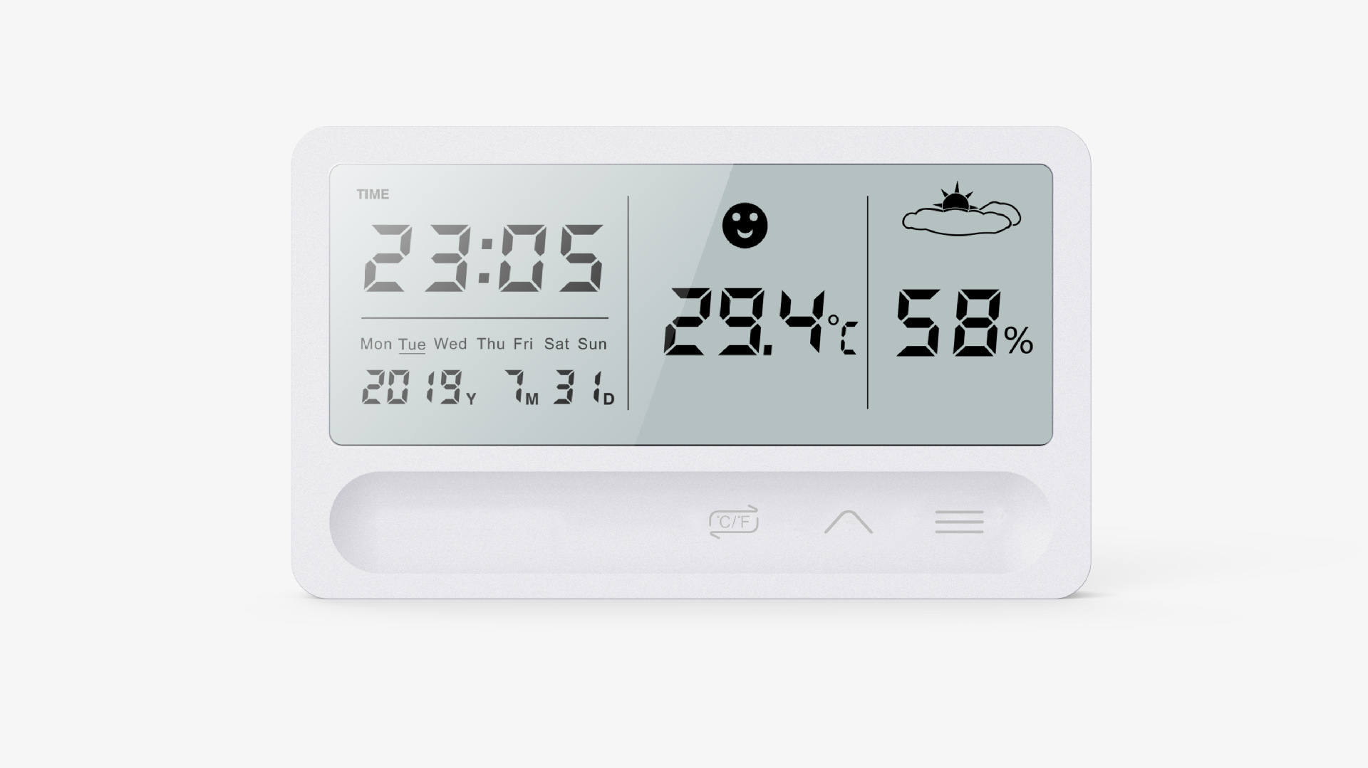 2019新款电子温度湿度计，  多功能充电触摸室内温湿度仪表