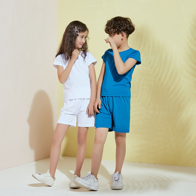 儿童圆领T恤套装定制logo六一演出服幼儿园小学生文化衫定做批发|ms